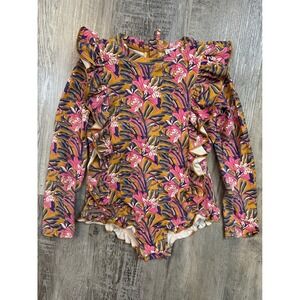 Louise Misha Aurelie Honey Flower Long Sleeve Ruffle Swimsuit 3Y UV Protection